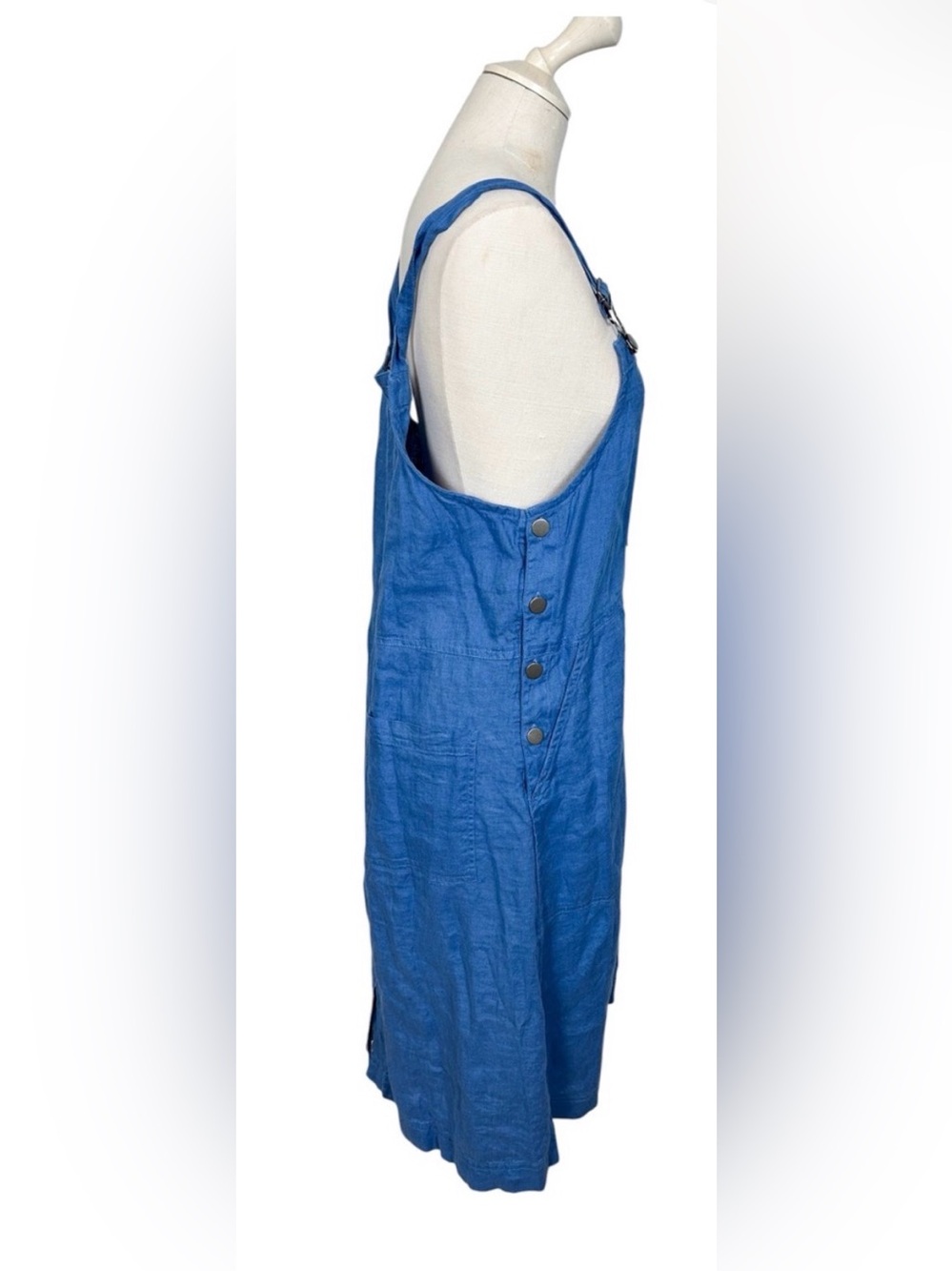 Gudrun Sjoden Linen Pinafore Overall Cornflower Blue Dress Size M Lagenlook - Picture 4 of 8